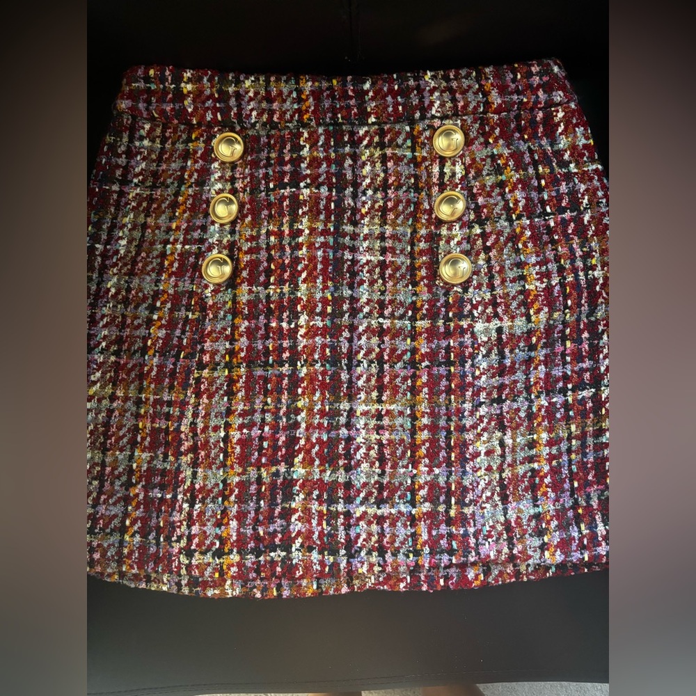 Guess plaid skirt gold hardware